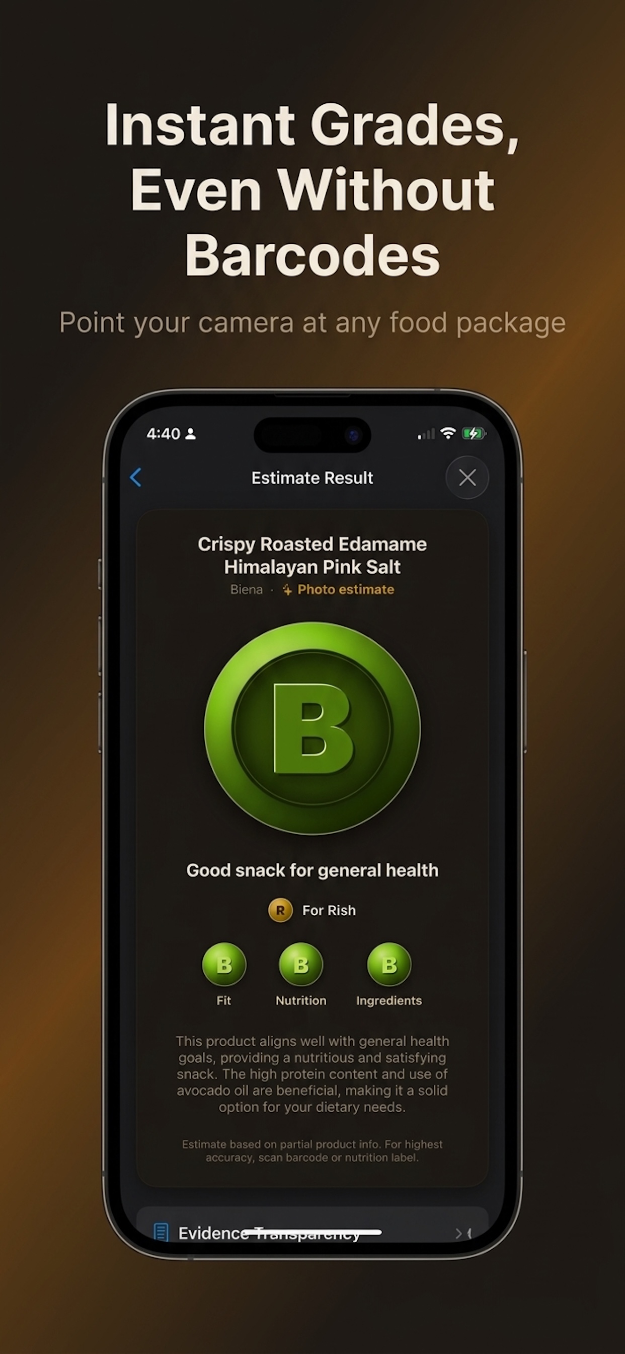 Instant personalized grade with FODMAP alerts